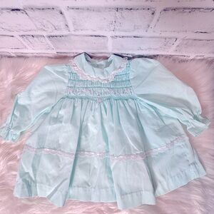 Vintage Polly Flinders Mint Green Baby Dress‎ with Lace